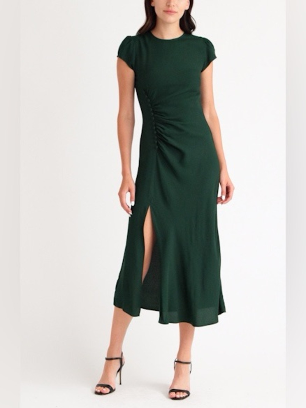 Reformation Frasier Gathered Midi Dress in Deep Green Women’s Size 2
